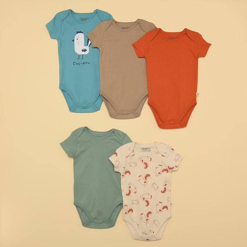 BABY FRESH - Bodies para Bebé niño Pack de 5 unidades de Algodón Baby Fresh