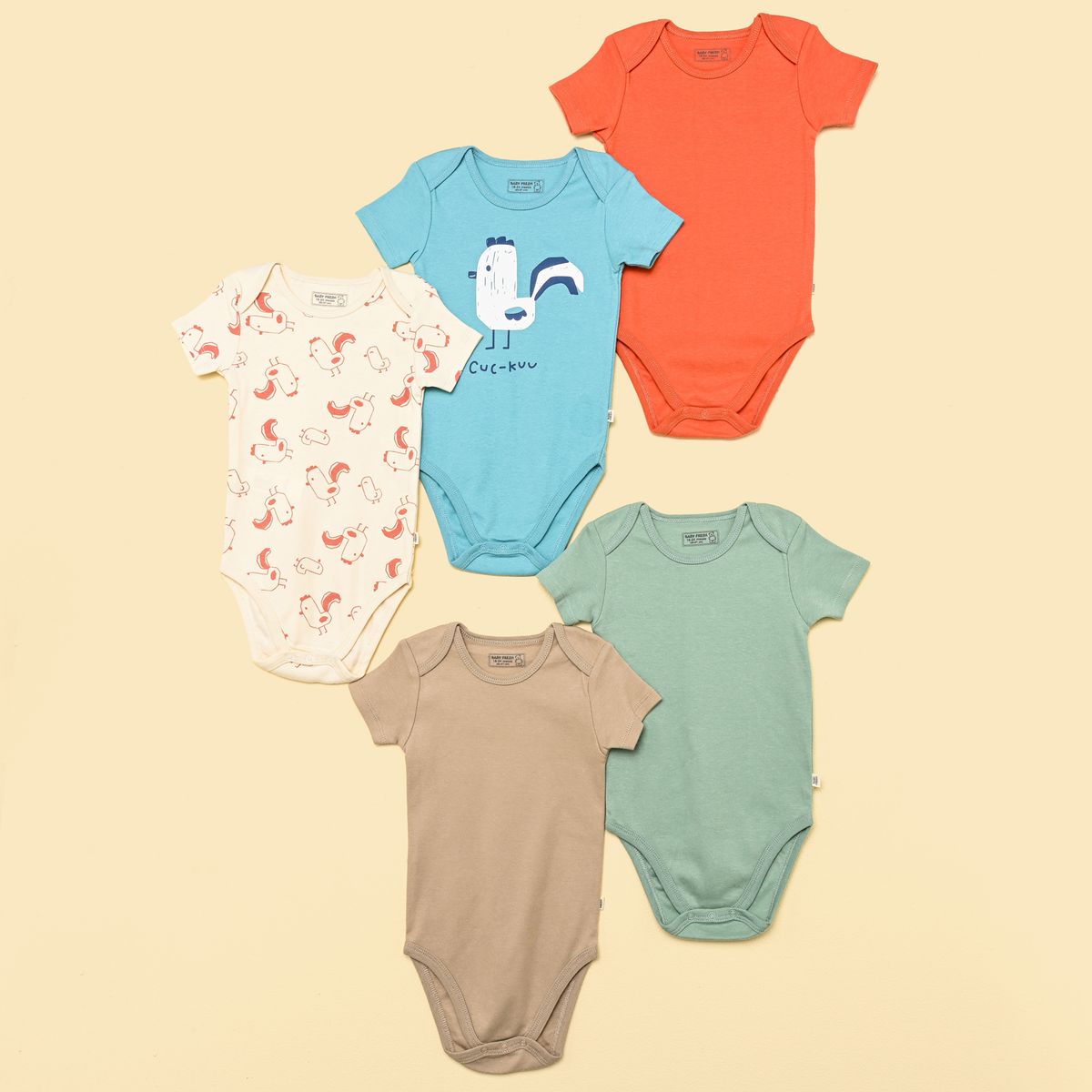 BABY FRESH - Bodies para Bebé niño Pack de 5 unidades de Algodón Baby Fresh
