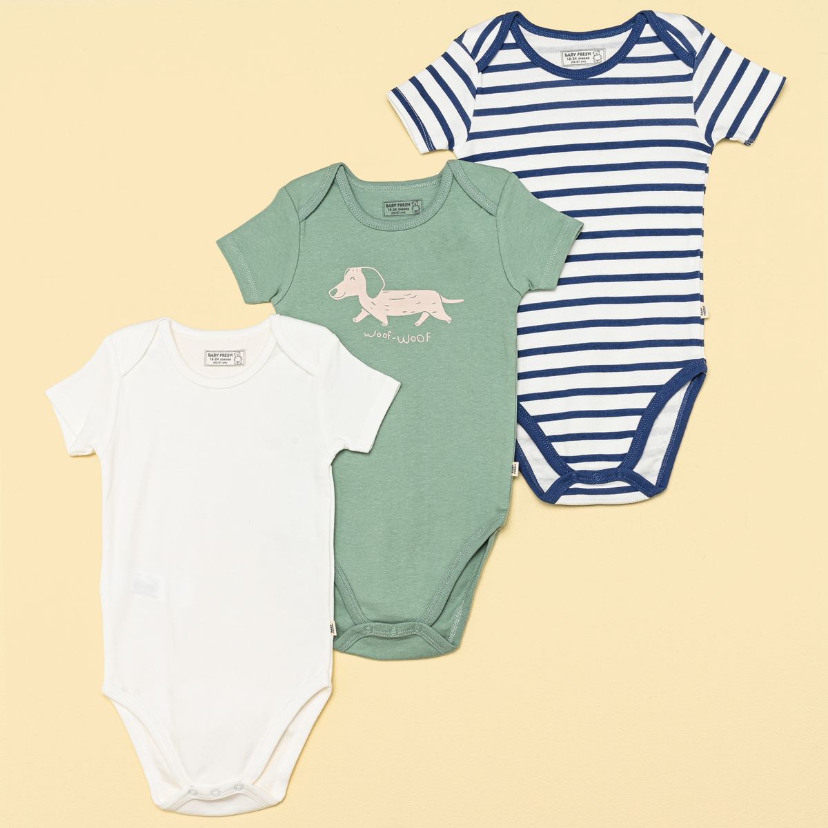 BABY FRESH - Bodies para Bebé niño Pack de 3 unidades Manga corta de Algodón Baby Fresh