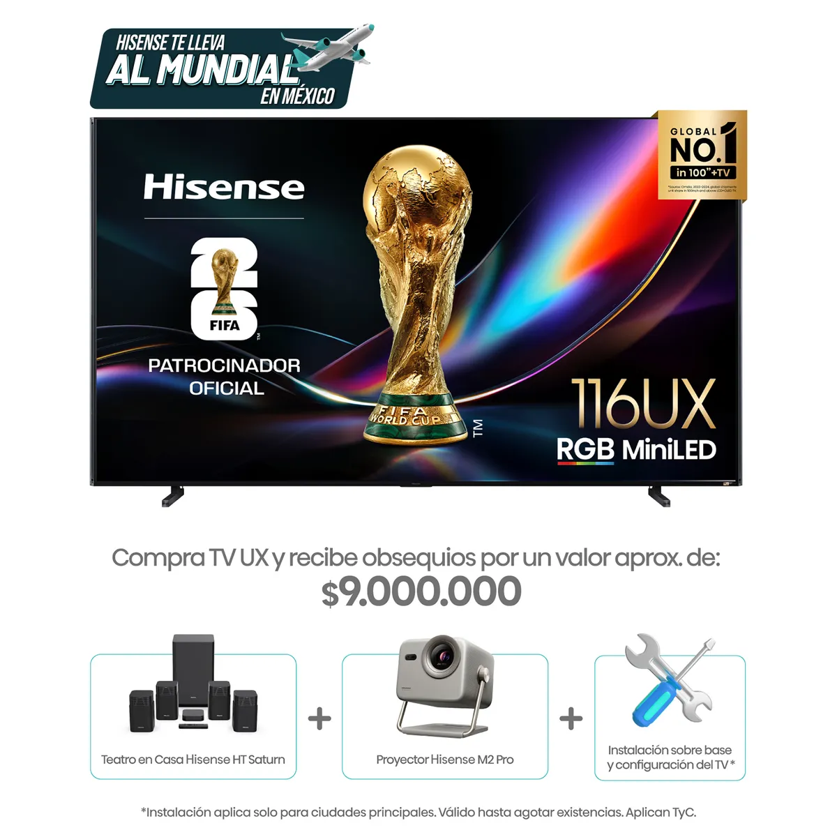 HISENSE - Televisor | Hisense | 116 pulgadas | 4K UHD | RGB-MiniLED ULED 165Hz  | 116 UX