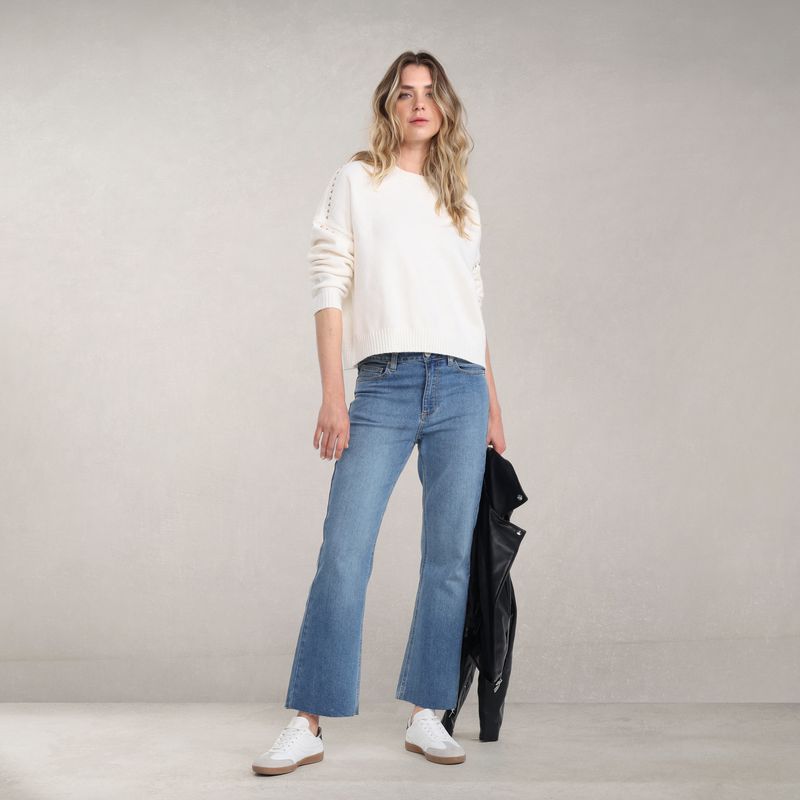 DENIMLAB - Jean crop Flare Mujer Tiro alto Denimlab