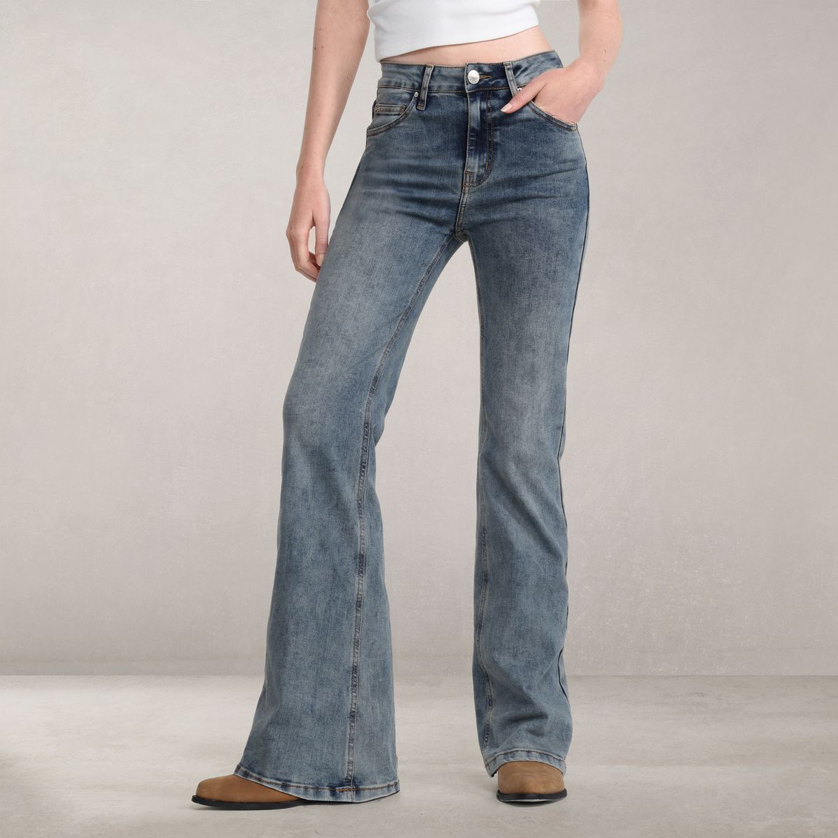 DENIMLAB - Jean Flare Mujer Tiro alto Denimlab