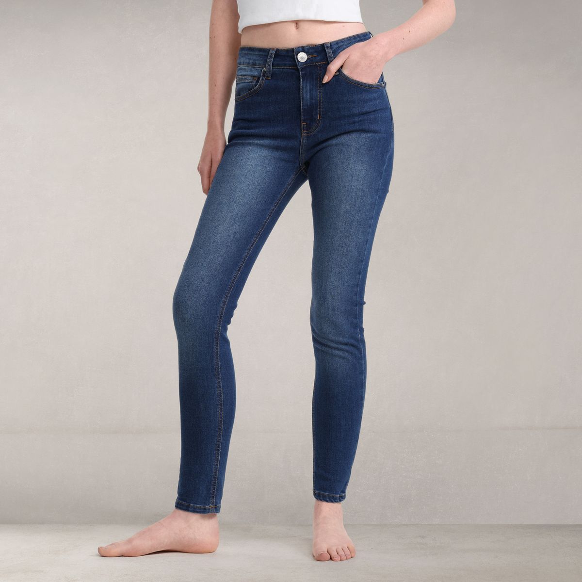 DENIMLAB - Jean Skinny Mujer Tiro alto de Algodón Denimlab