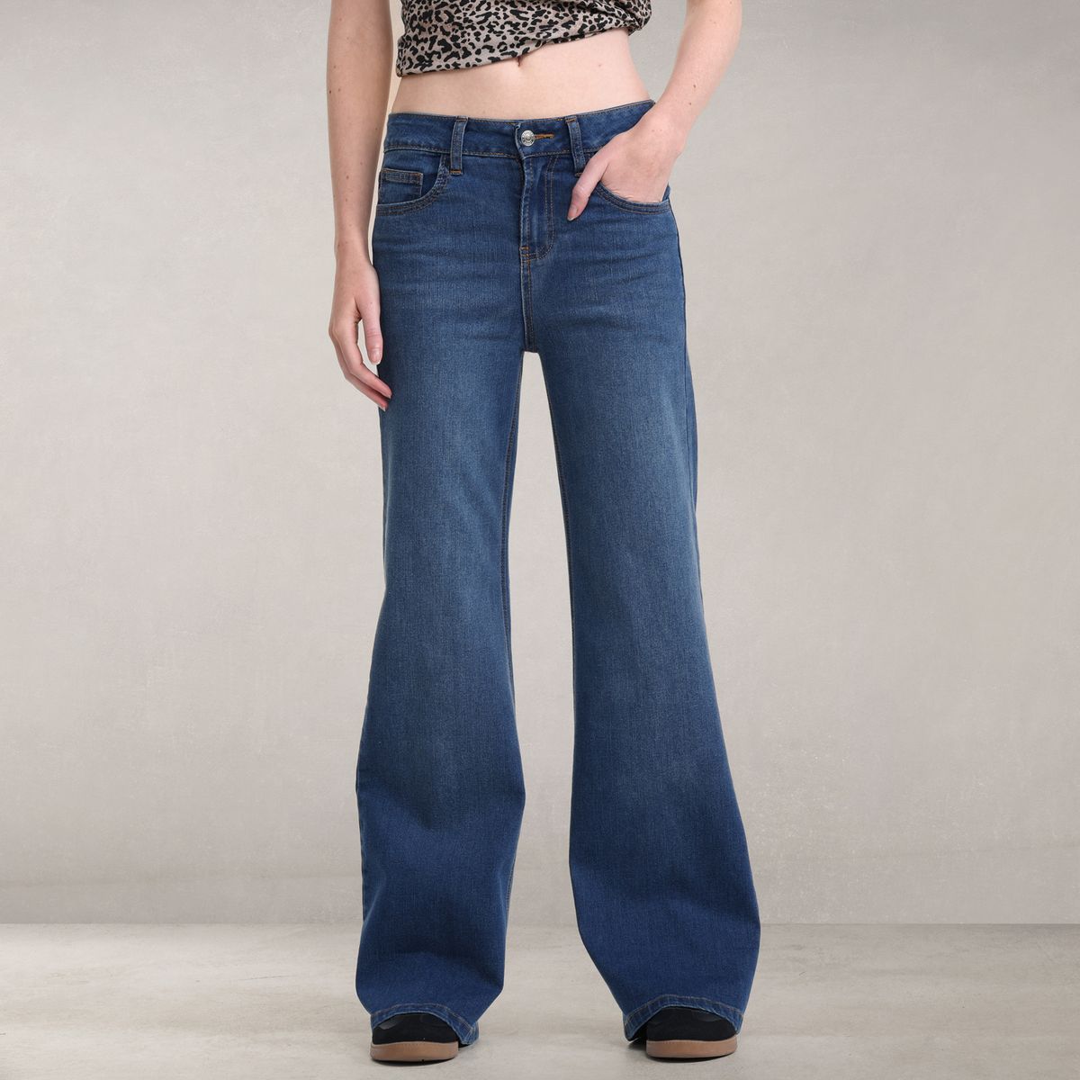 DENIMLAB - Jean Wide leg Mujer Tiro alto de Algodón Denimlab