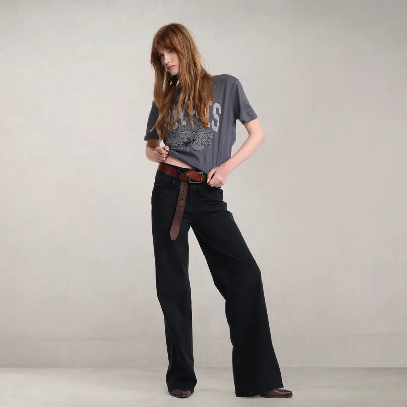 DENIMLAB - Jean Wide leg Mujer Tiro alto de Algodón Denimlab