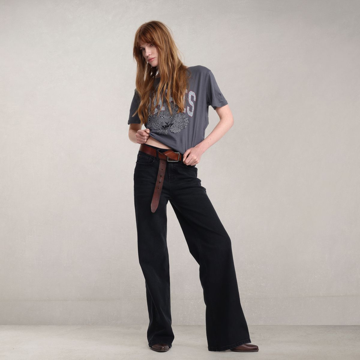 DENIMLAB - Jean Wide leg Mujer Tiro alto de Algodón Denimlab