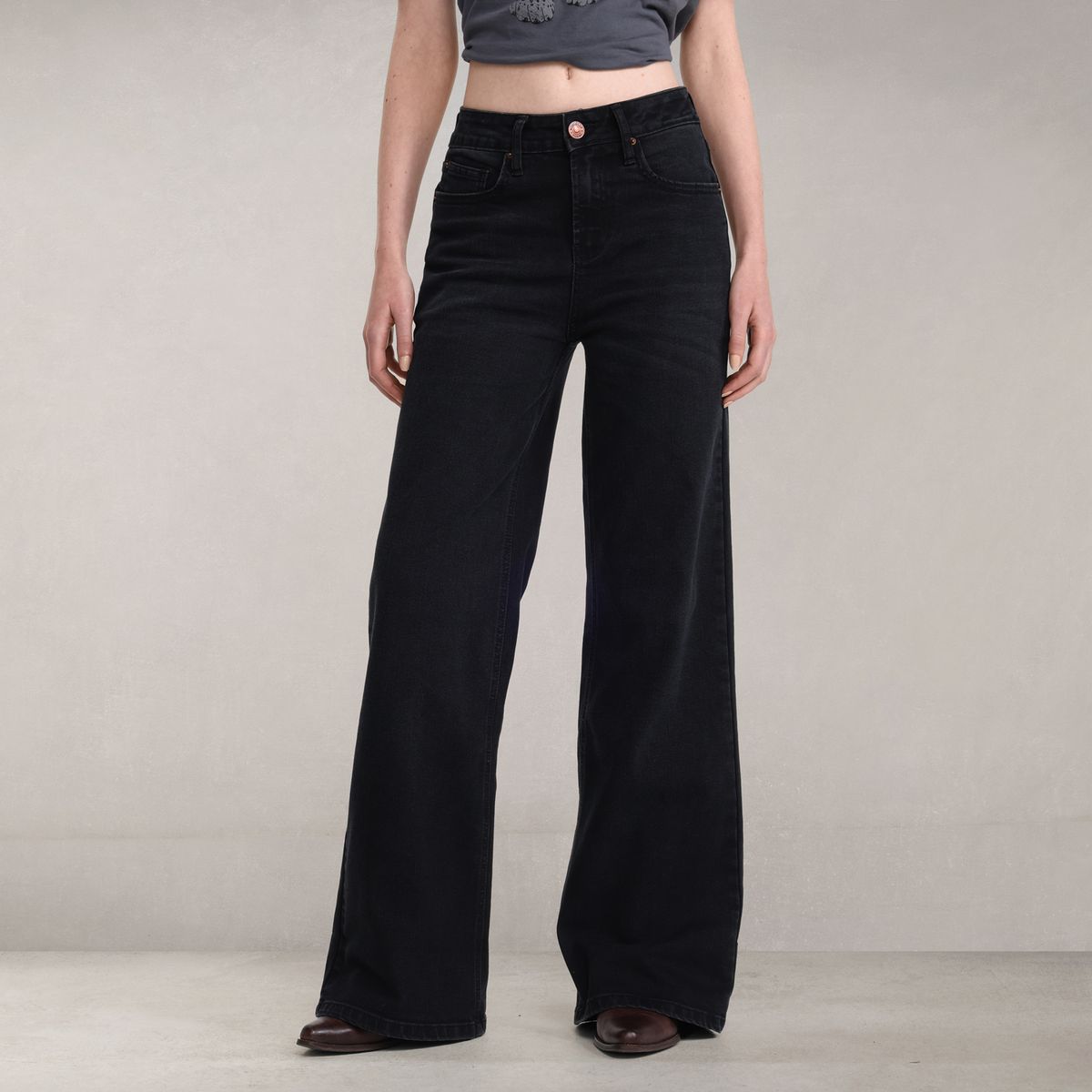 DENIMLAB - Jean Wide leg Mujer Tiro alto de Algodón Denimlab