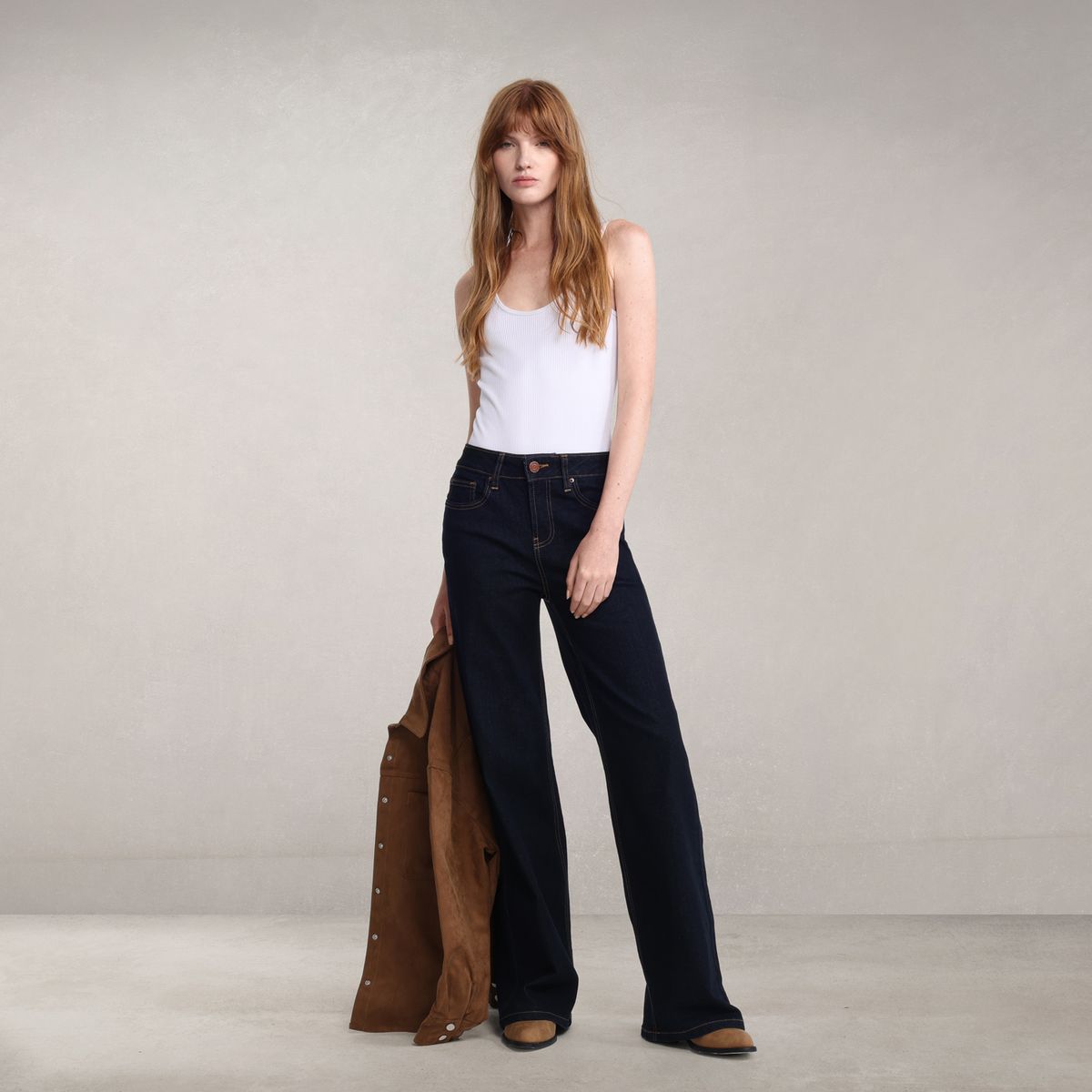 DENIMLAB - Jean Wide leg Mujer Tiro alto de Algodón Denimlab