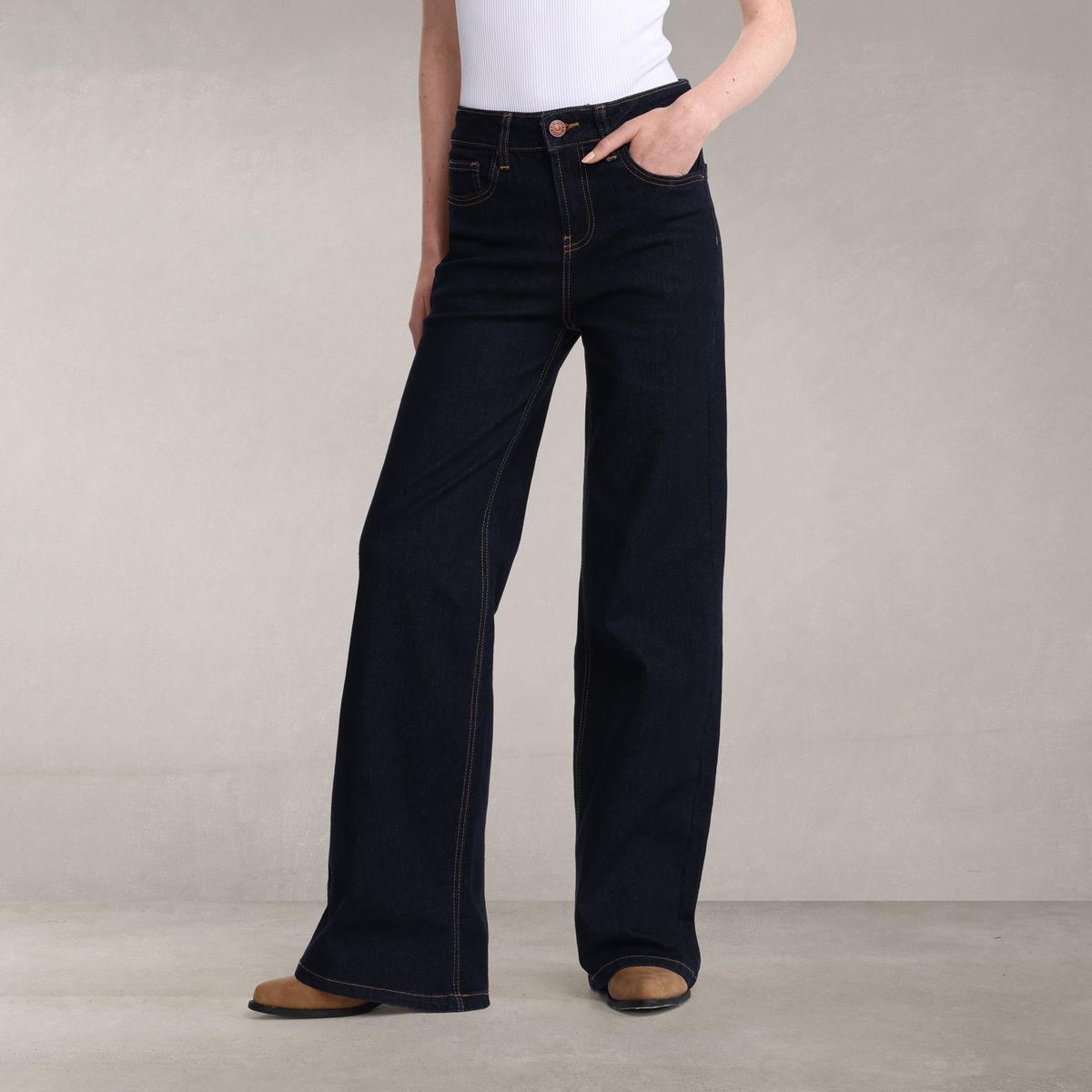 DENIMLAB - Jean Wide leg Mujer Tiro alto de Algodón Denimlab