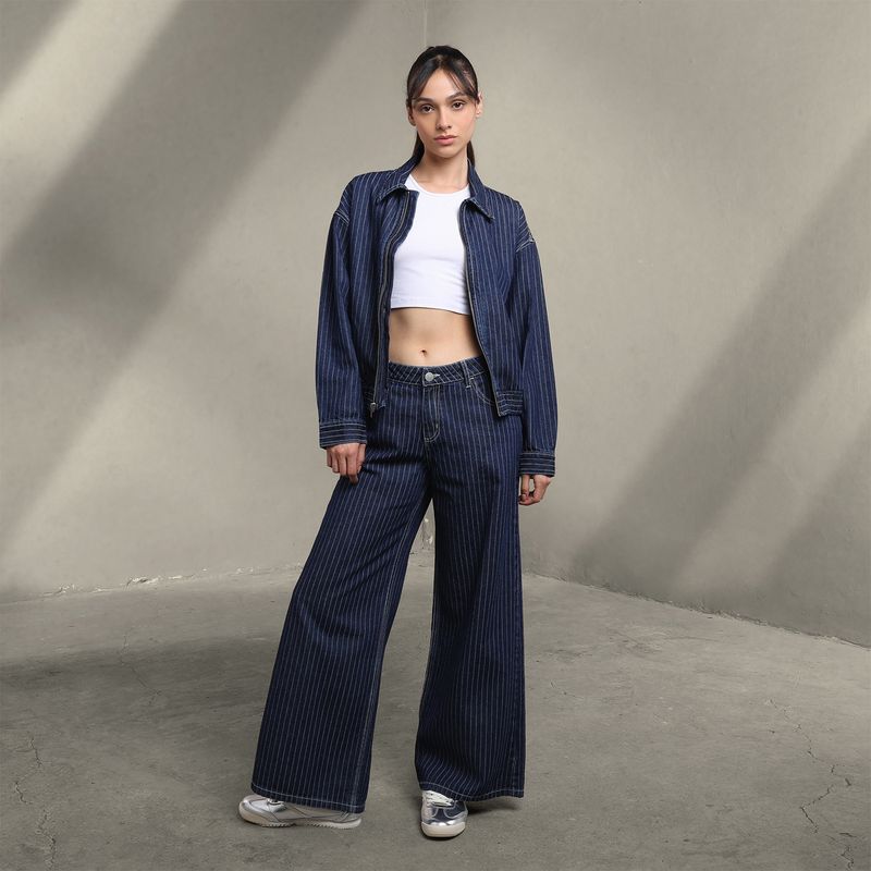 DENIMLAB - Chaqueta Mujer de Rayas Oversized fit de Algodón Denimlab