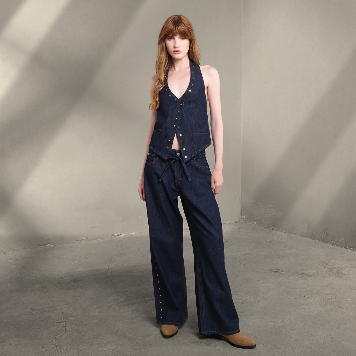 DENIMLAB - Chaleco Mujer con Taches Slim fit de Algodón Denimlab