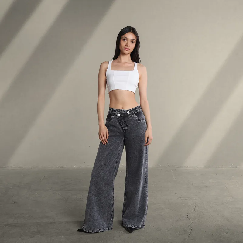 SYBILLA - Jean Wide leg Mujer Tiro medio Sybilla