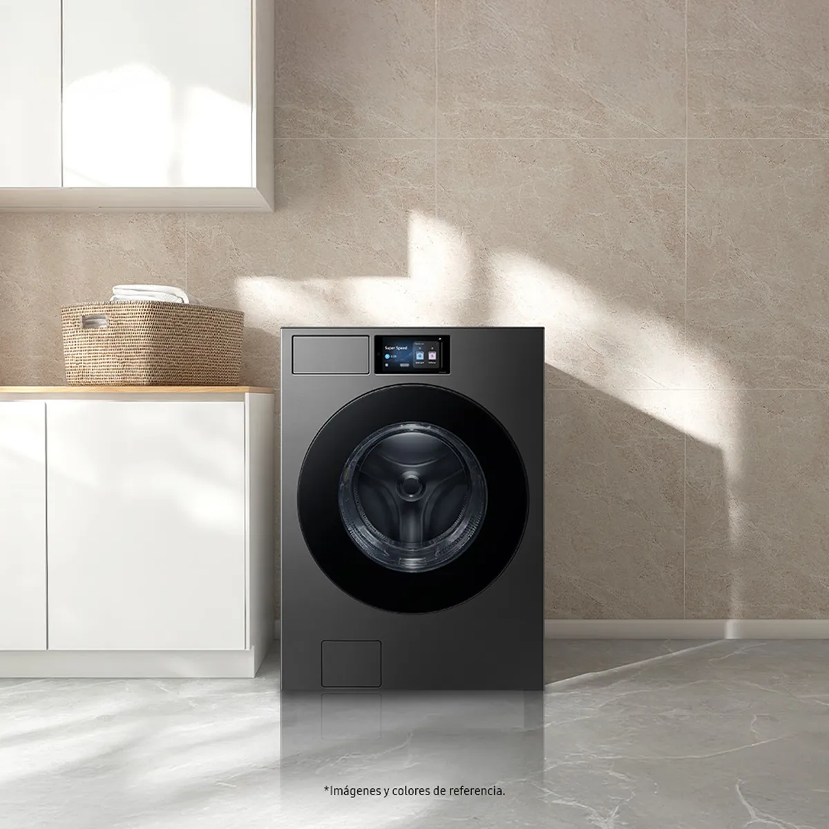 SAMSUNG - Lavadora Samsung Carga Frontal 26 Kg WF90F26ADSCO | Pantalla Táctil LCD 7"| Dispensador Automático Jabón y Suavizante| Lavado Inteligente: Tecnología AI Wash