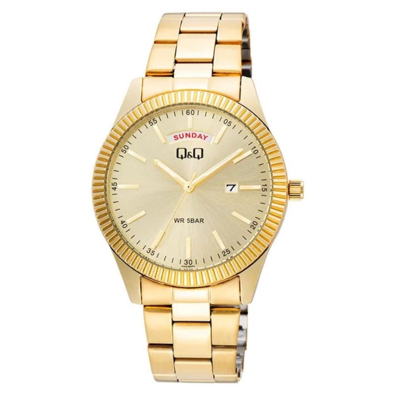 Q&Q - Reloj Q&Q Hombre A14A-001PY . Reloj Acero Inoxidable Dorado