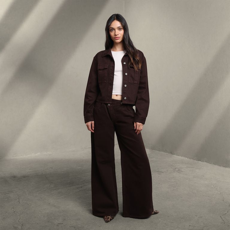 Jean Wide leg Mujer Tiro bajo Pretina cruzada Sybilla
