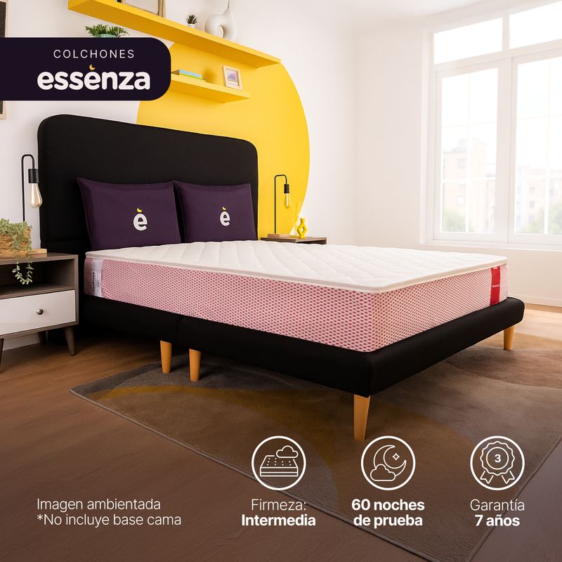 ESSENZA - Colchón Doble Firmeza Medio Resortes MEDALLON 140 x 190 Solo ESSENZA