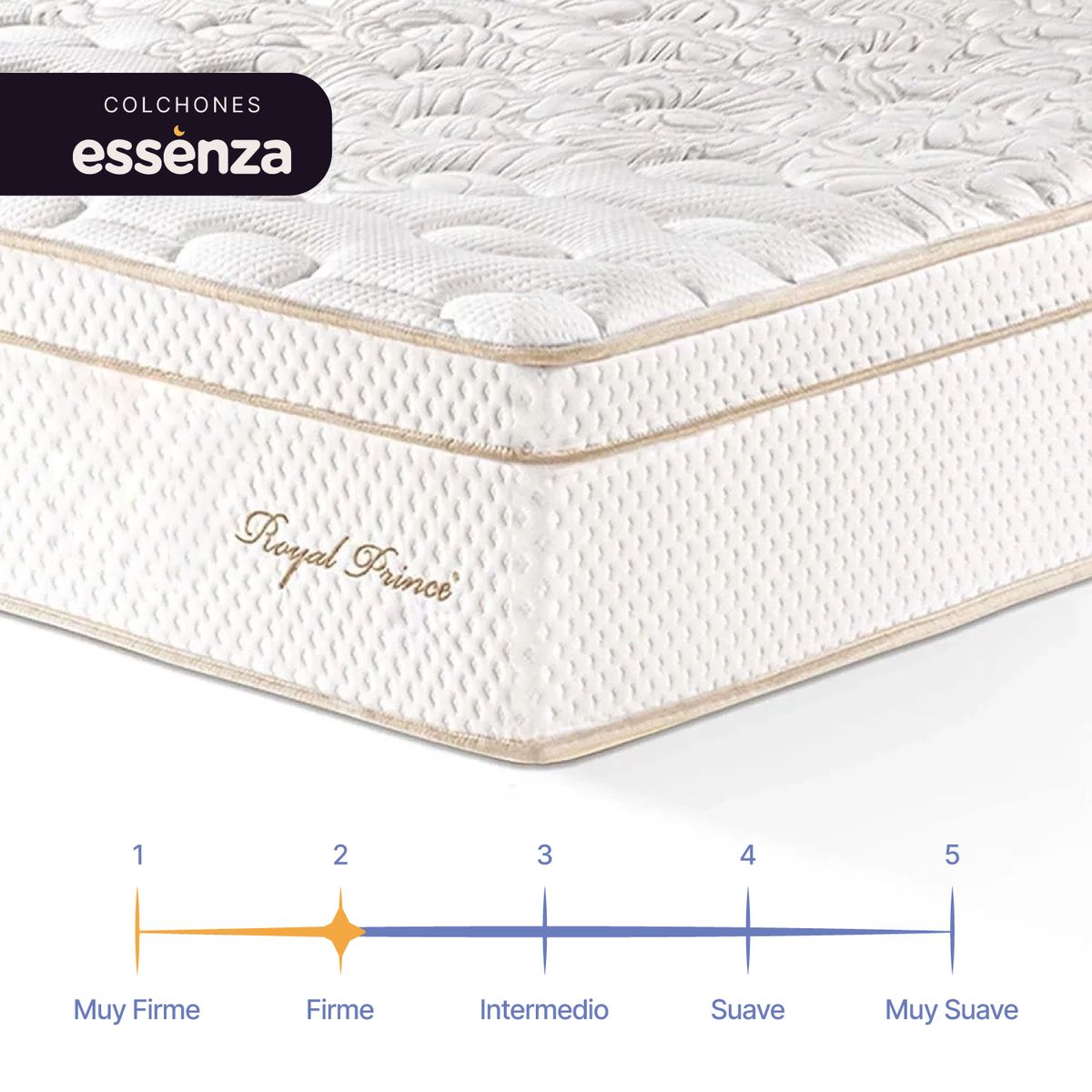 ESSENZA - Colchón con base cama Queen Firmeza Firme Resortes Pocket ROYAL PRINCE 160 cm x 190 cm Mueble ESSENZA