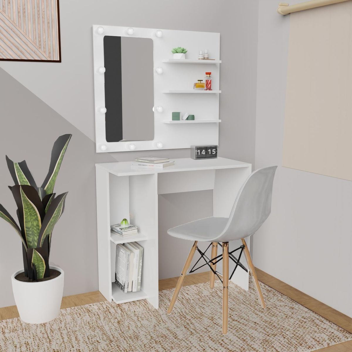 DKO DESIGN - Juego Mueble Tocador Vanity Con Luces + Silla DKO Design