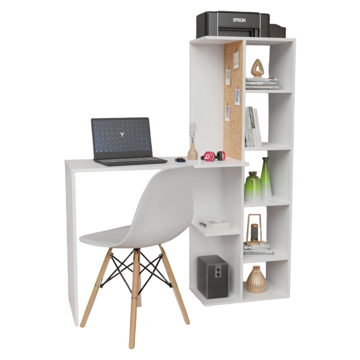 DKO DESIGN - Escritorio con repisas 140 x 142 x 40 cm + Silla DKO Design