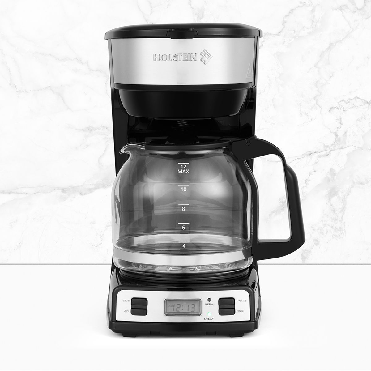 HOLSTEIN - Cafetera de Filtro Holstein HH-09101090SS 12 tazas Encendido programable