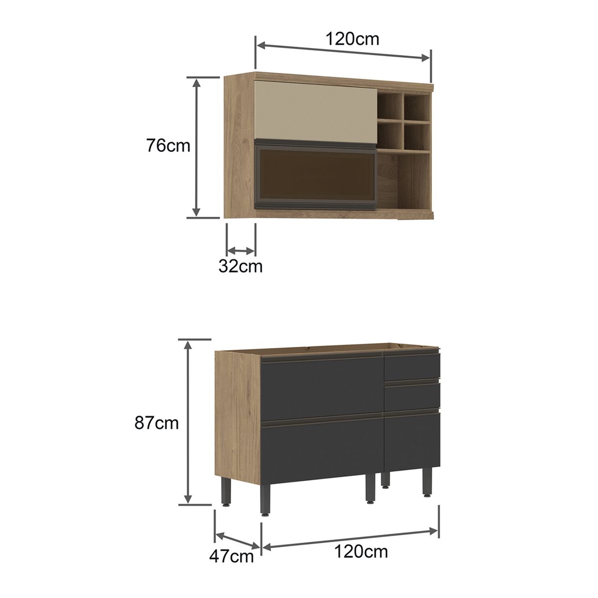 BERTOLINI - Mueble inf cocina 120cm Sin Mesón