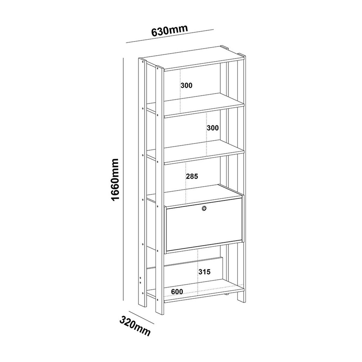 BERTOLINI - Biblioteca Match MDP 166x63cm 