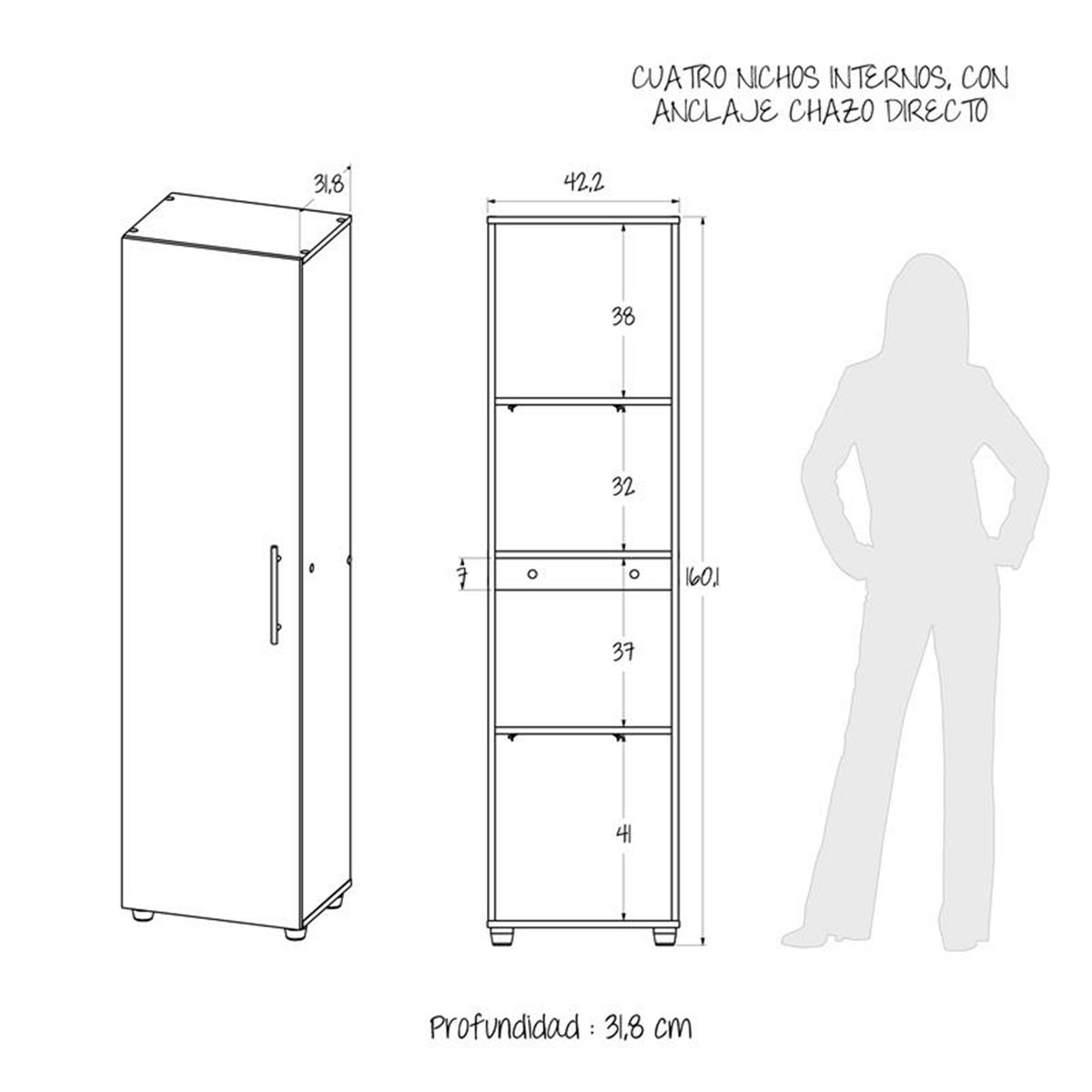 BERTOLINI - Alacena Despensa 40cm en MDP 