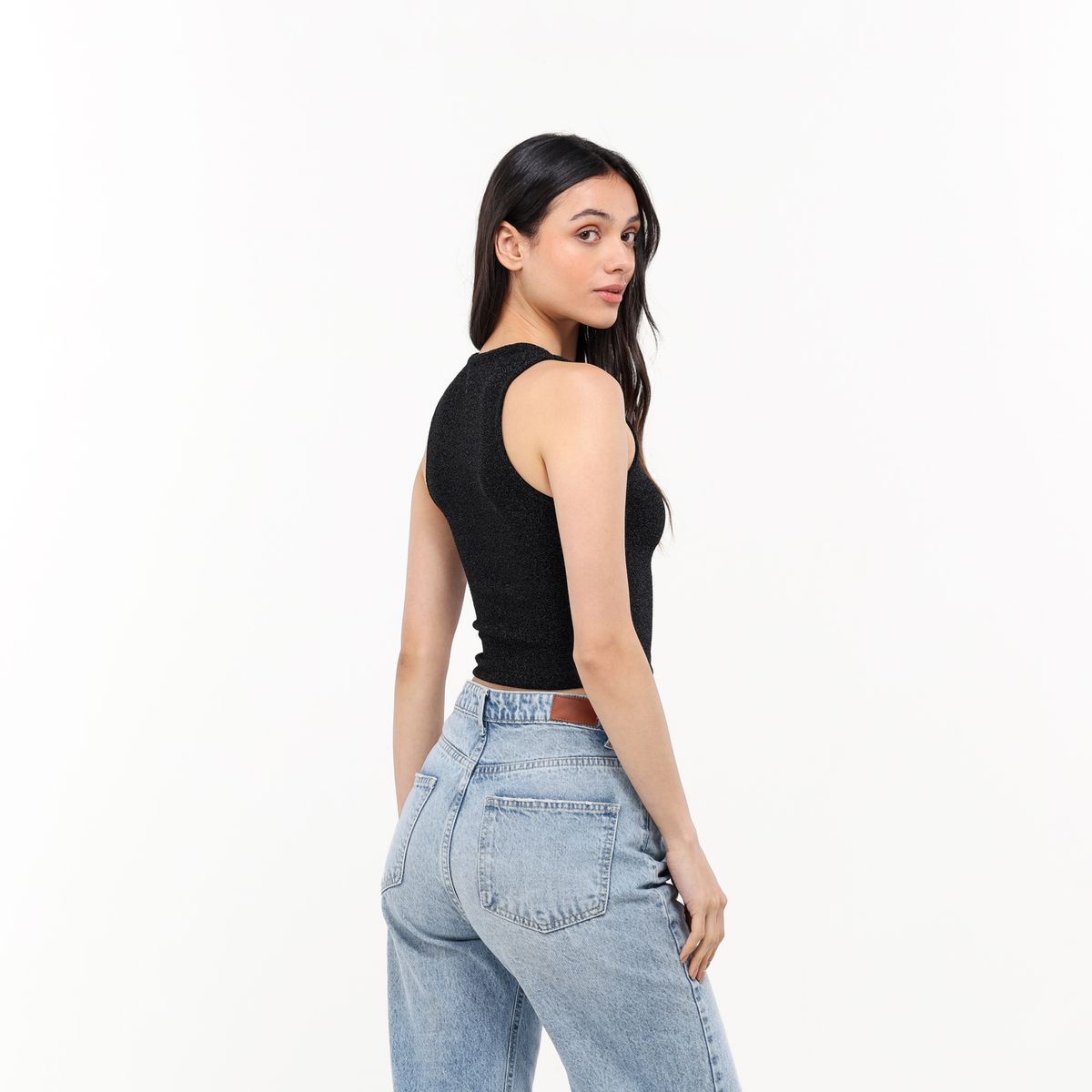 SYBILLA - Top Mujer Brillante Sin mangas Sybilla