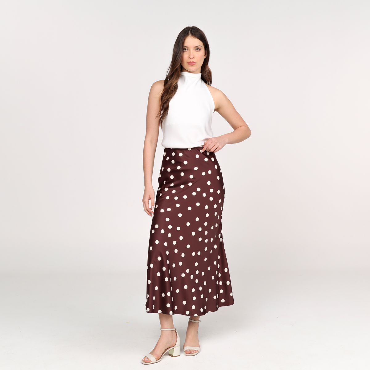 UNIVERSITY CLUB - Falda Midi Mujer con Efecto pelo University Club