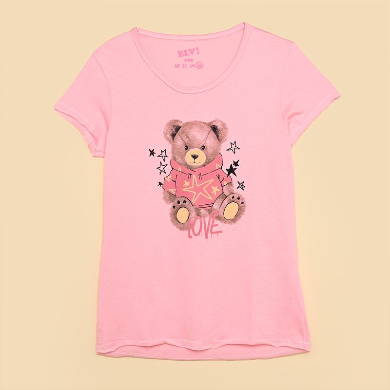  - Top para Niña con EstampadoPrint Manga corta de Algodón ELV