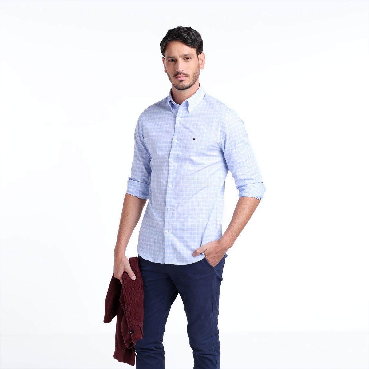 TOMMY HILFIGER - Camisa Hombre de Cuadros Manga larga de Algodón TOMMY HILFIGER