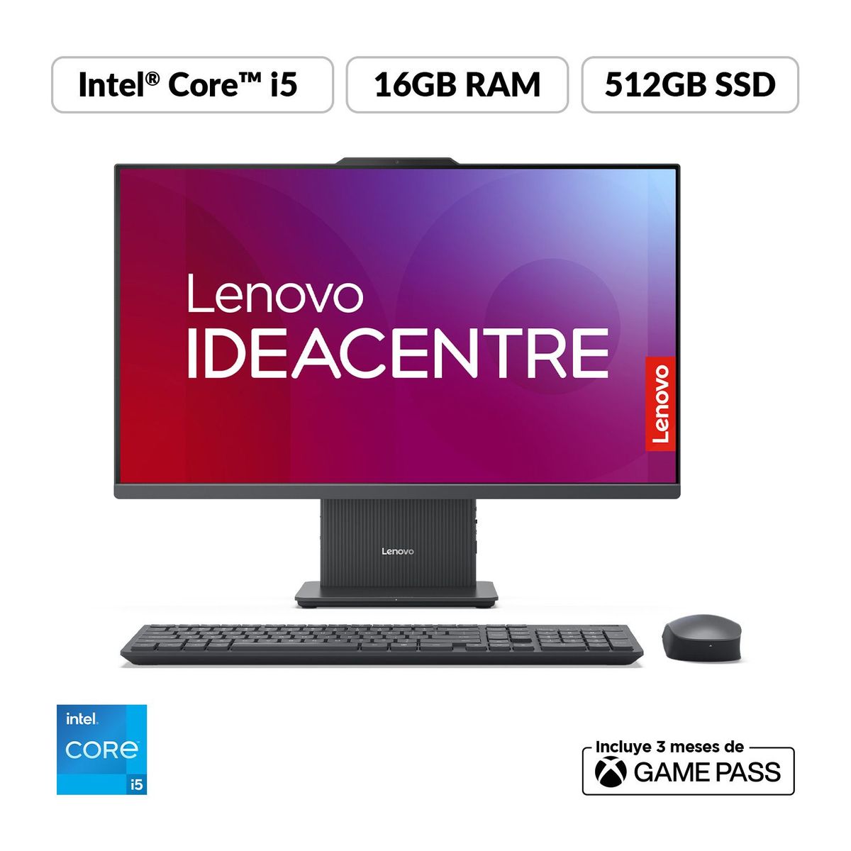 LENOVO - Computador Lenovo Ideacentre AIO  | Intel Core i5 | 16GB de RAM | 512GB SSD de Almacenamiento | Windows 11 | Pantalla 27 pulgadas Touch | Incluye Mouse y Teclado | IC AIO | All In One | Todo en Uno