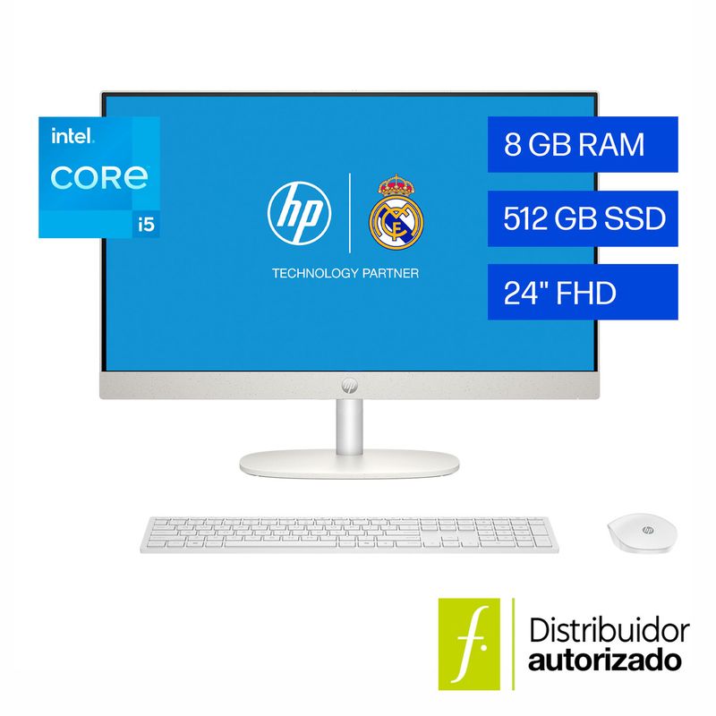 HP - Computador Todo en Uno Hp |  Intel Core i5 | 8 GB RAM | 512 GB SSD Almacenamient | Windows 11 Home | All-In-One 24-Cr0350La |