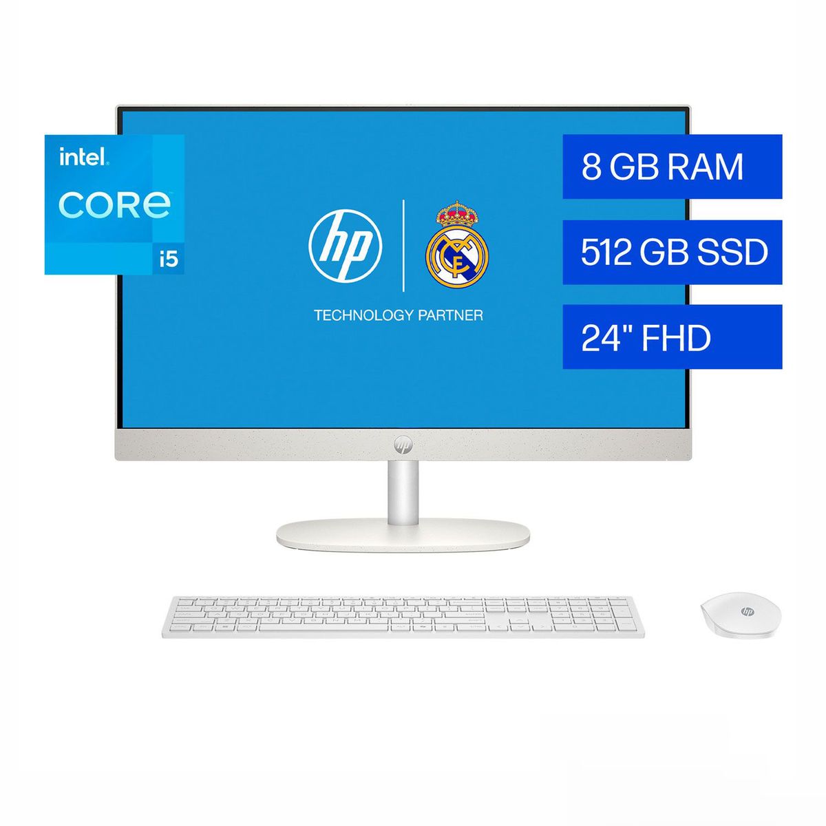 HP - Computador Todo en Uno Hp |  Intel Core i5 | 8 GB RAM | 512 GB SSD Almacenamient | Windows 11 Home | All-In-One 24-Cr0350La |