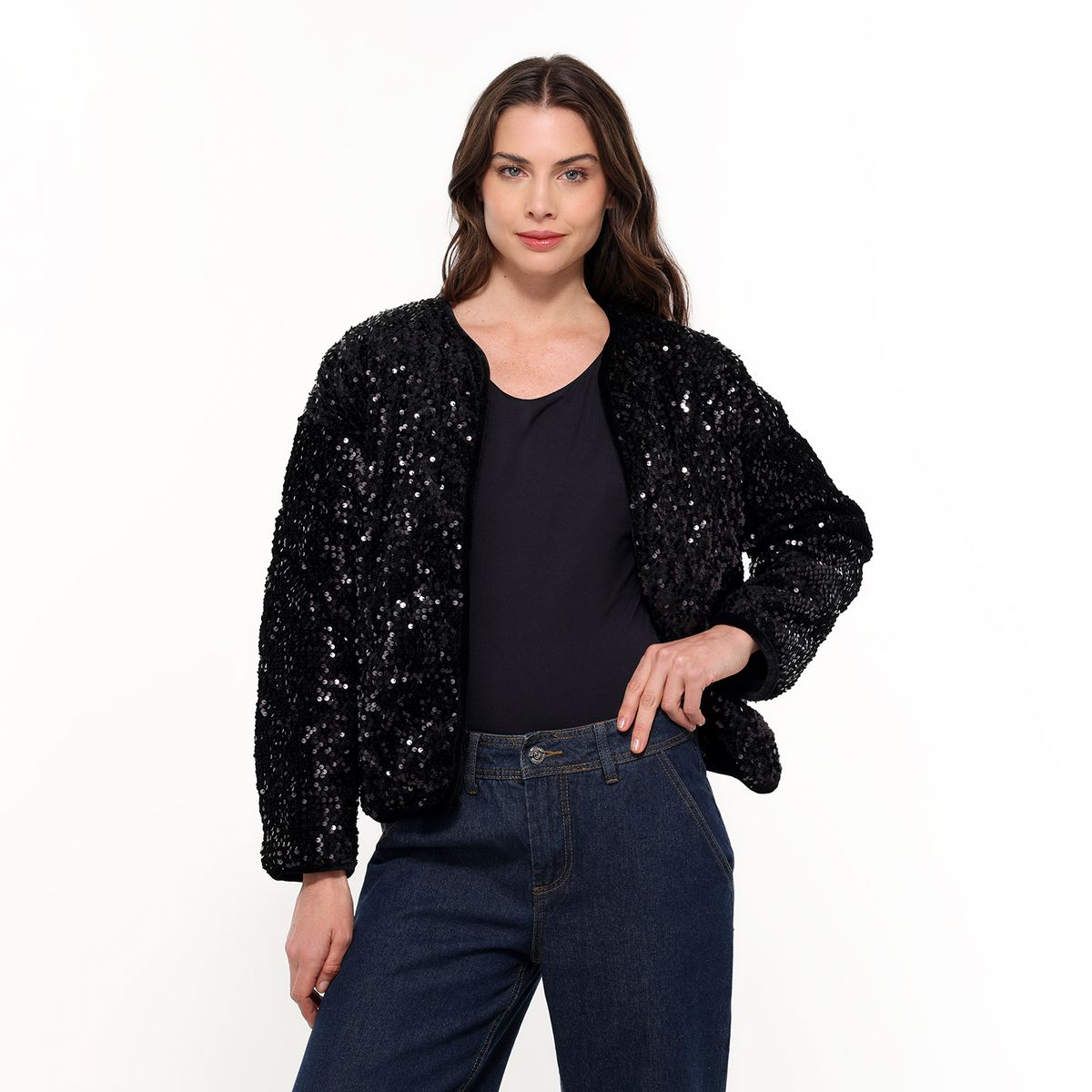 BASEMENT - Chaqueta Mujer con Lentejuelas Basement