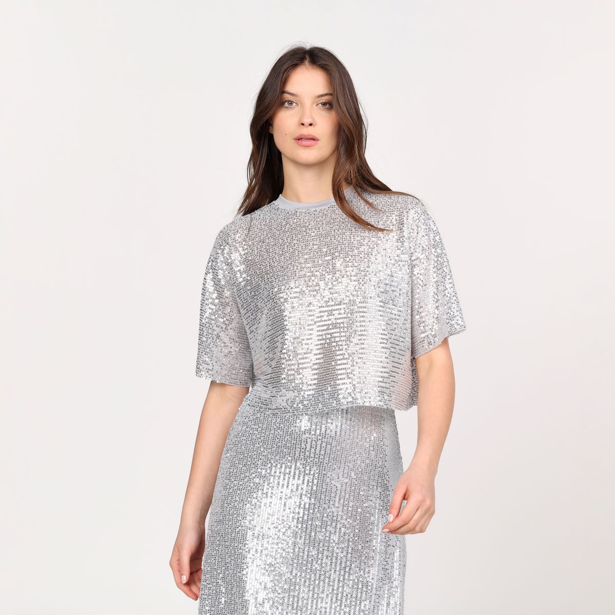 BASEMENT - Blusa Mujer con Lentejuelas Manga corta Basement 