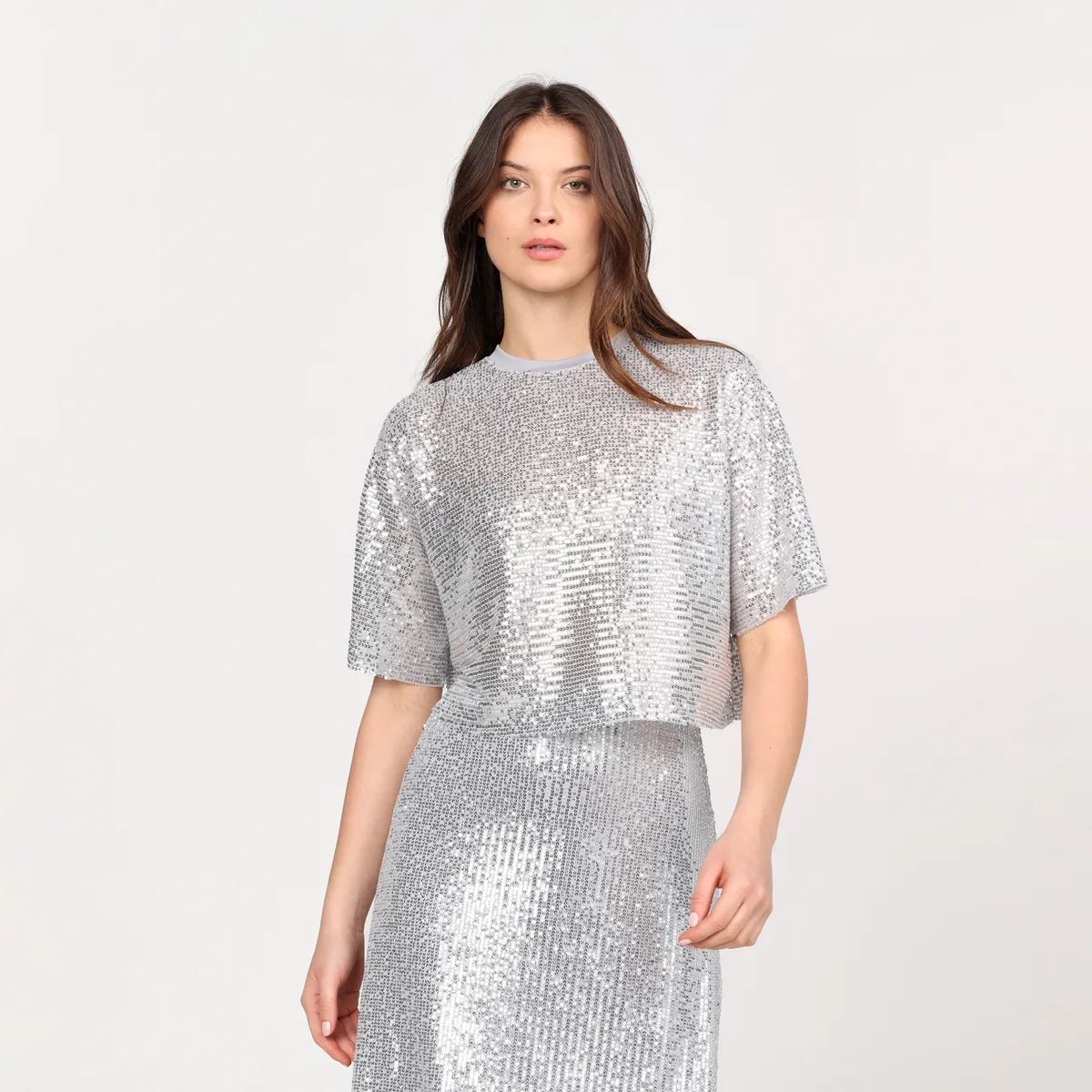 BASEMENT - Blusa Mujer con Lentejuelas Manga corta Basement 