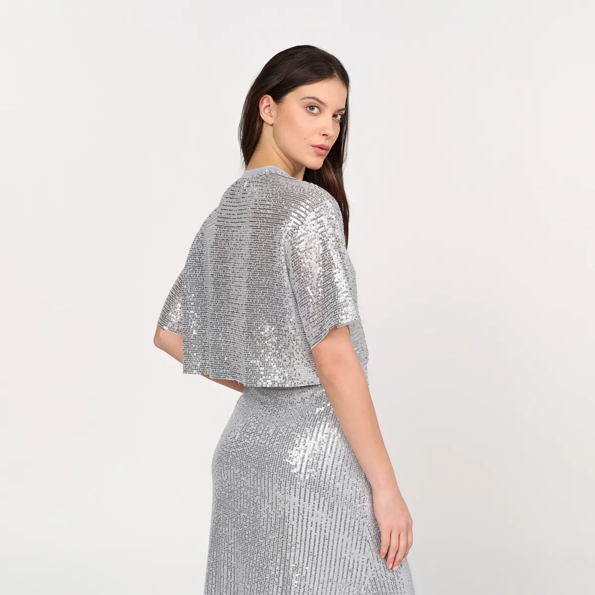 BASEMENT - Blusa Mujer con Lentejuelas Manga corta Basement 