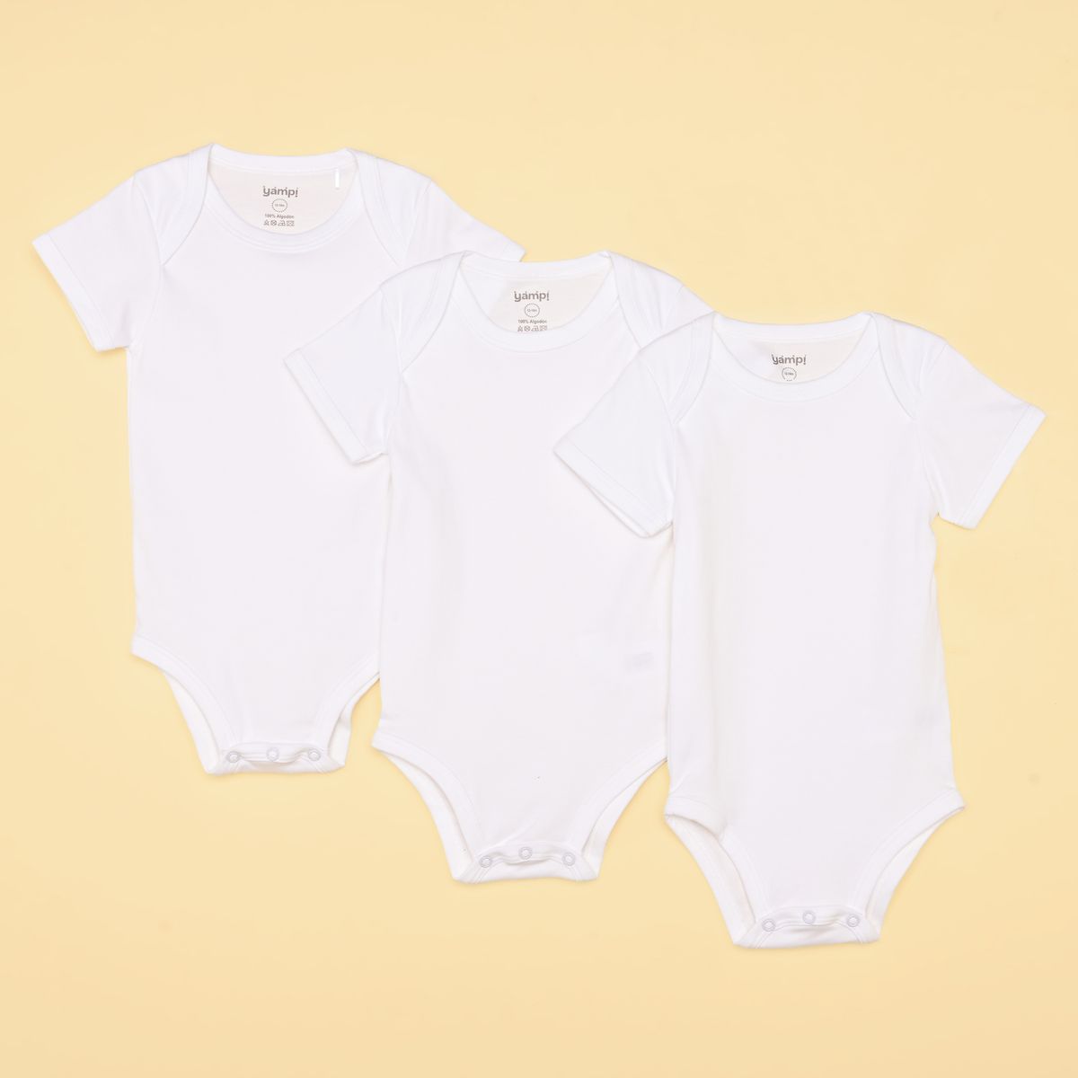 YAMP - Bodies para bebé Unisex Pack de 3 unidades Manga corta de Algodón peruano Yamp