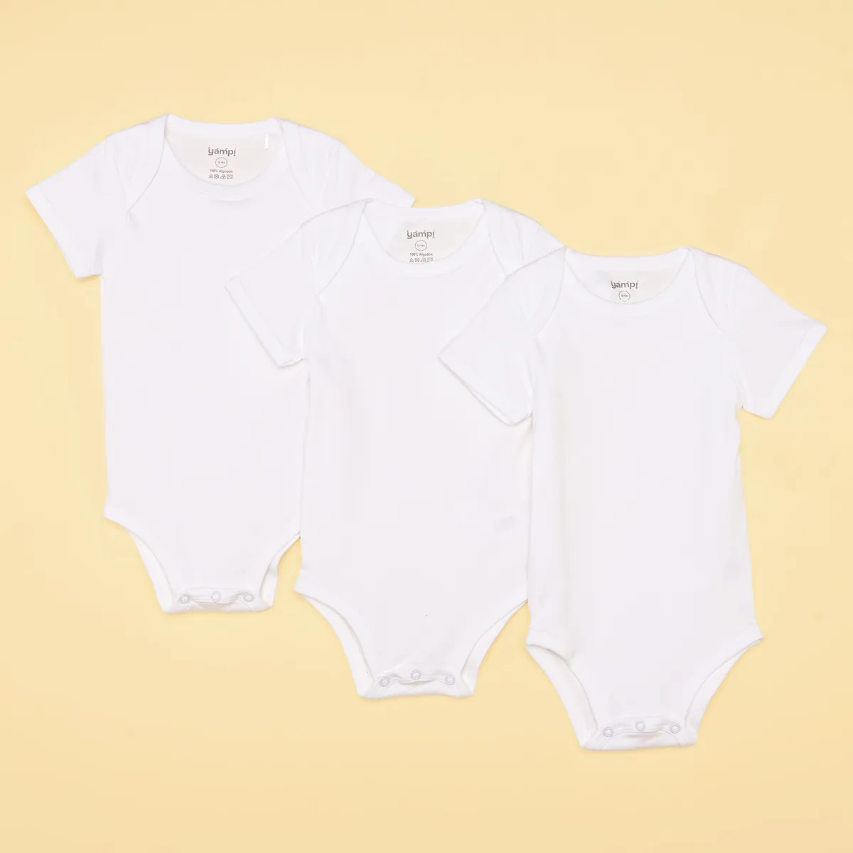 YAMP - Bodies para bebé Unisex Pack de 3 unidades Manga corta de Algodón peruano Yamp