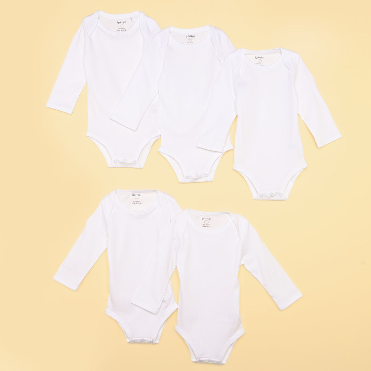 YAMP - Bodies para bebé Unisex  Pack de 5 unidades Manga larga de Algodón peruano Yamp
