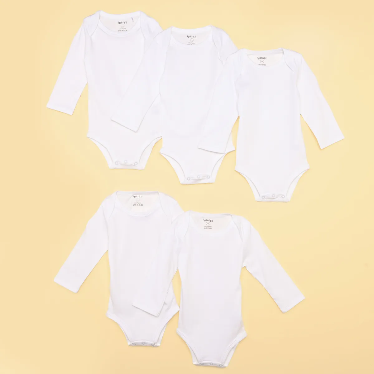 YAMP - Bodies para bebé Unisex  Pack de 5 unidades Manga larga de Algodón peruano Yamp