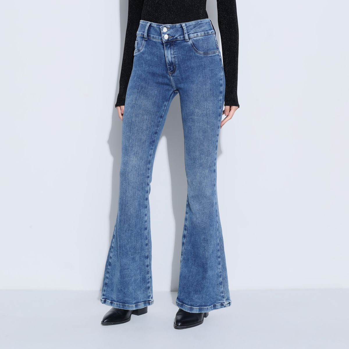 MOSSIMO - Jean Flare Mujer Tiro alto de Algodón Mossimo