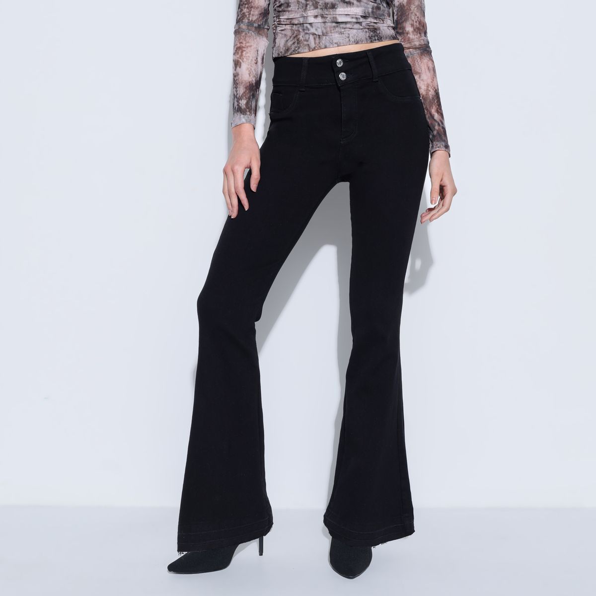 MOSSIMO - Jean Flare Mujer Tiro alto de Algodón Mossimo