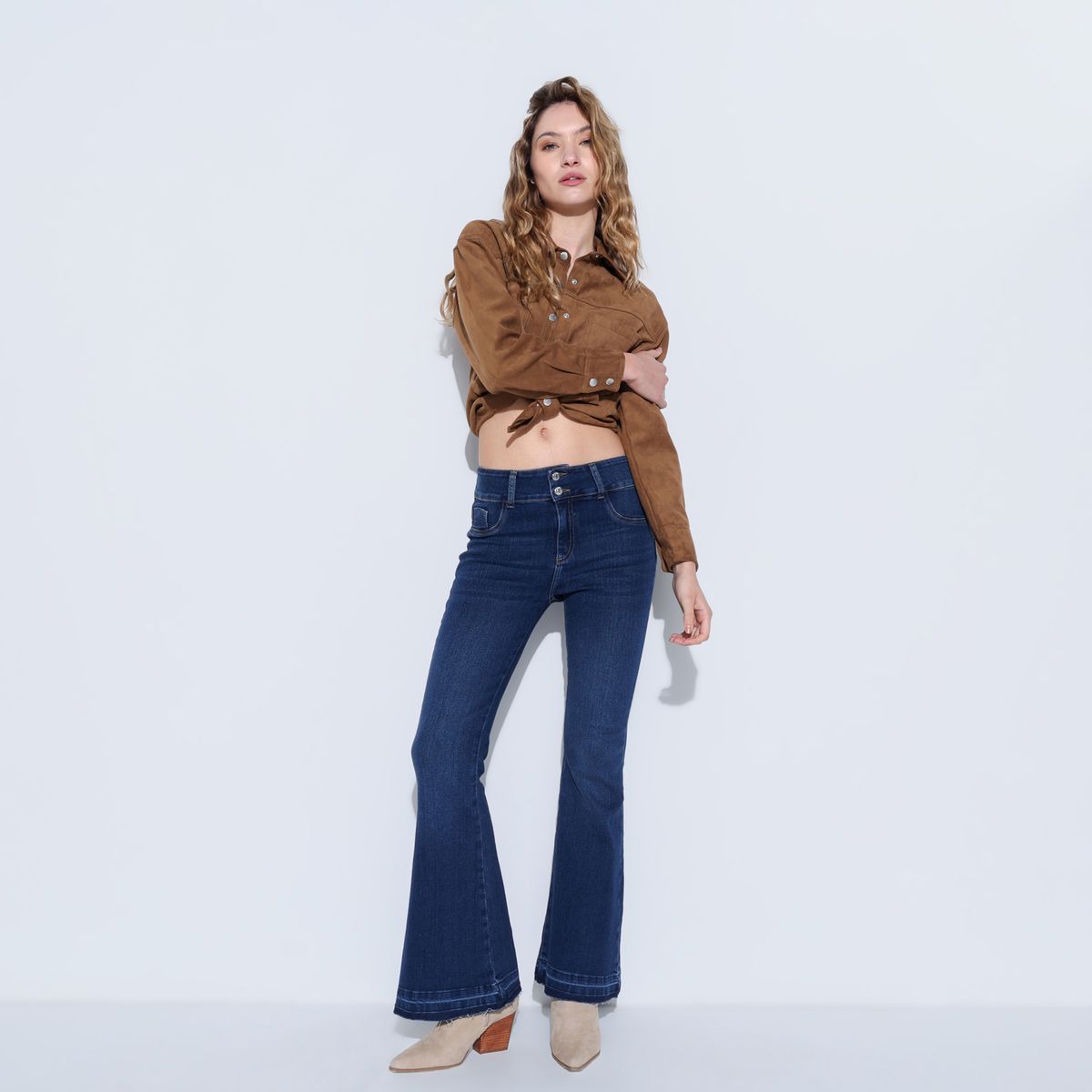 MOSSIMO - Jean Flare Mujer Tiro alto de Algodón Mossimo