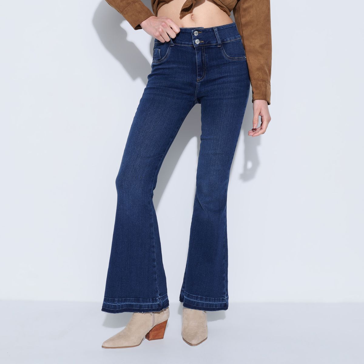 MOSSIMO - Jean Flare Mujer Tiro alto de Algodón Mossimo