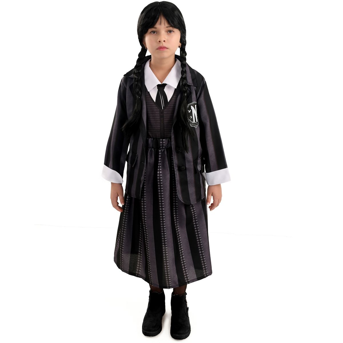 FANTASTIC NIGHT - Disfraz para niña Merlina Addams Terror Fantasía