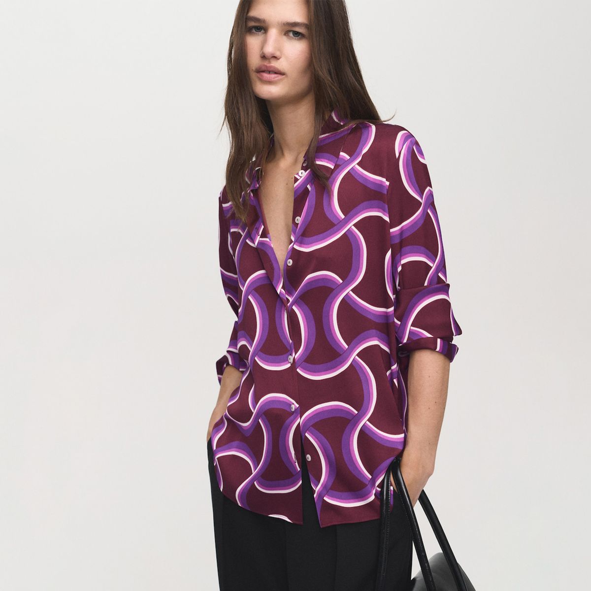 MANGO - Camisa Mujer con Estampado Manga larga MANGO