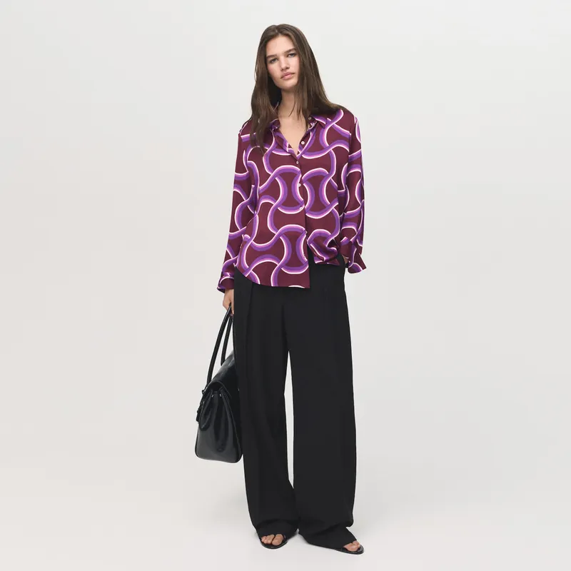 MANGO - Camisa Mujer con Estampado Manga larga MANGO