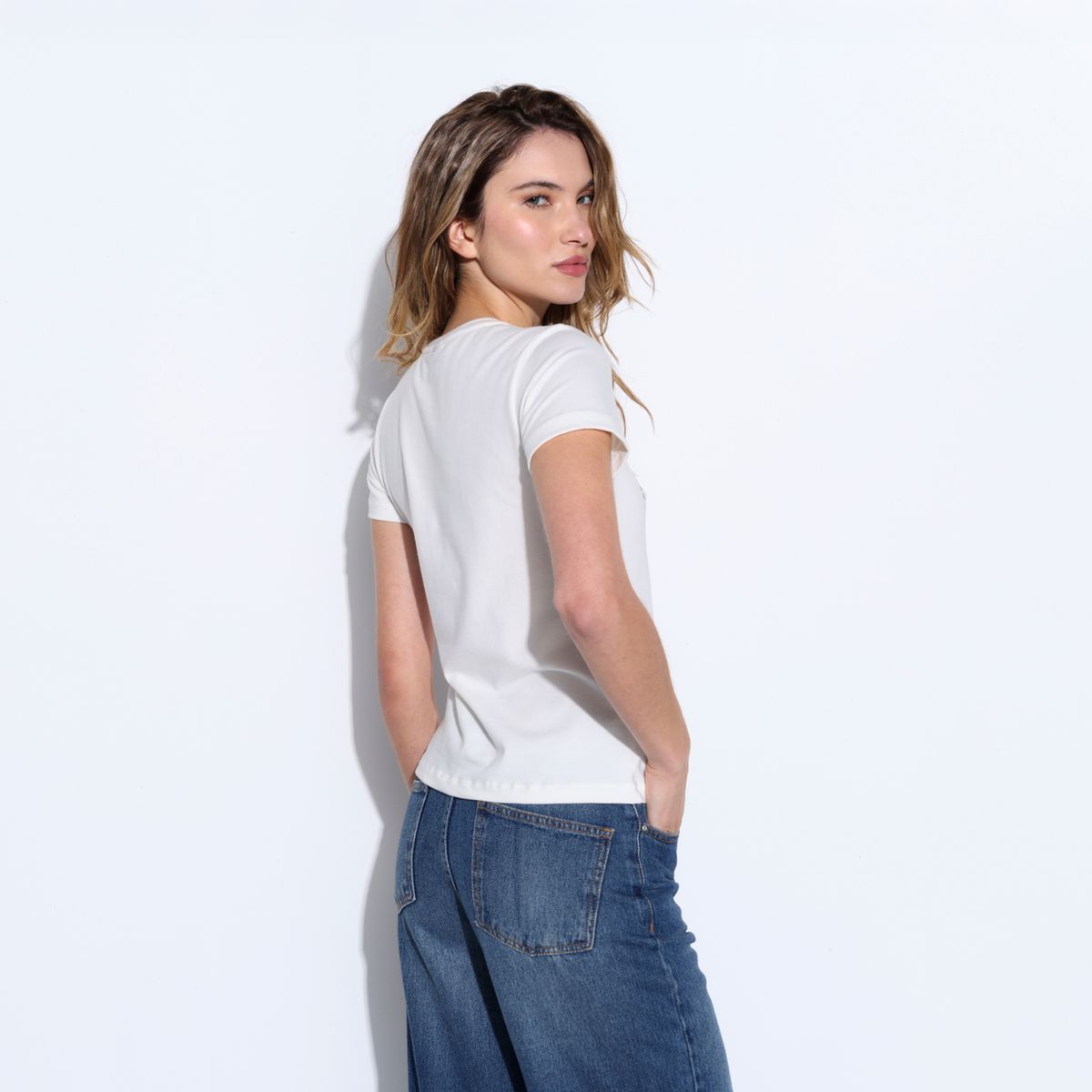 MOSSIMO - Camiseta Mujer con Estampado Manga corta de Algodón Mossimo